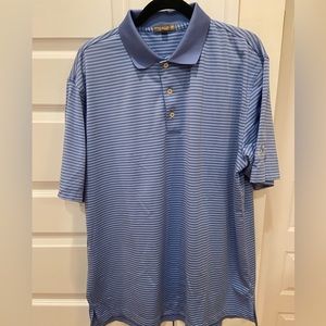 Peter Millar Sanctuary Golf Club golf shirt blue stripe XL EUC